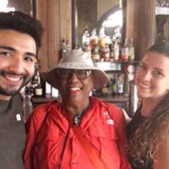 a couple of people posing for the camera