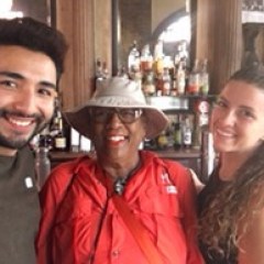 a couple of people posing for the camera